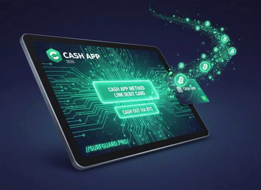 2026 Cash App Method step by step guide showing link debit card, buy Bitcoin, send to privacy wallet, and cash out with velocity thresholds and privacy layer protection