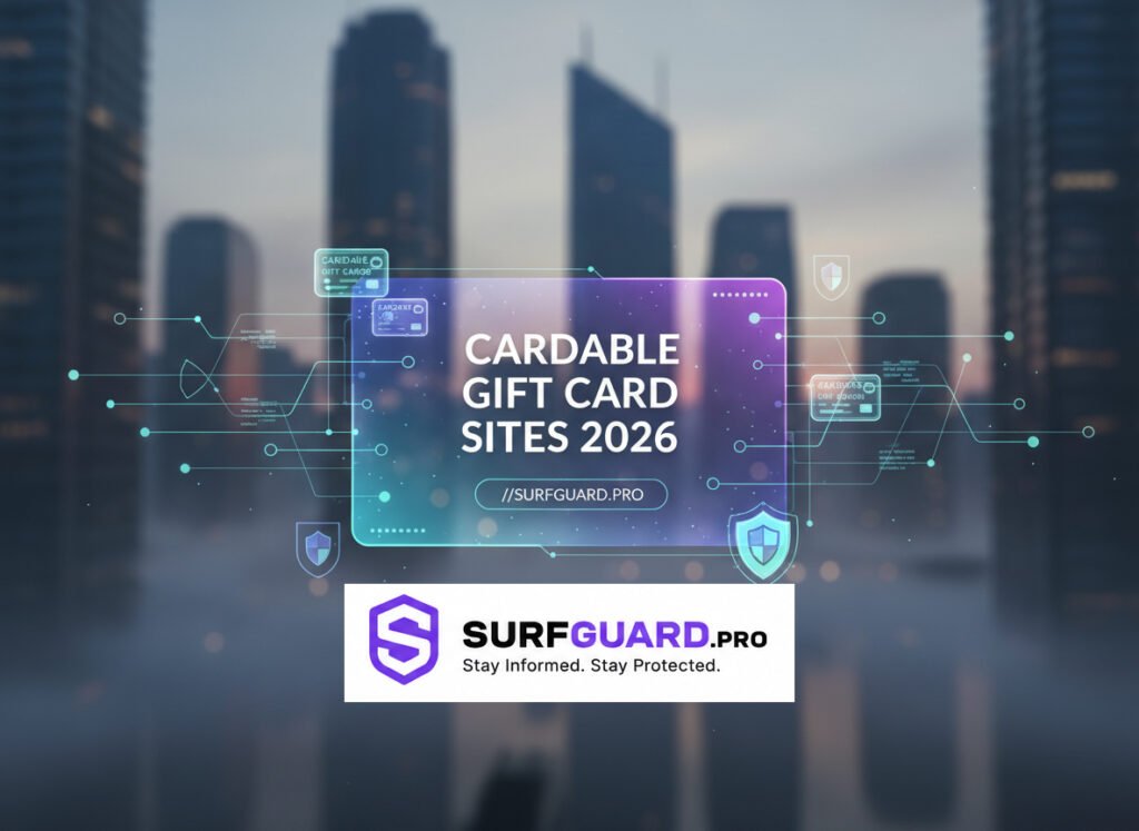 Cardable gift card sites list 2026 featuring popular brands and security concept