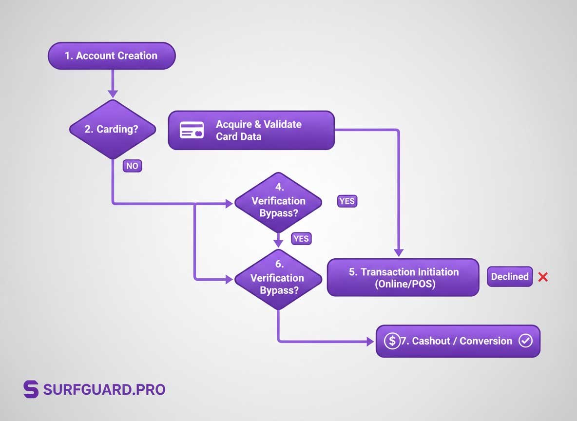Step-by-step PayPal carding method flowchart for 2026